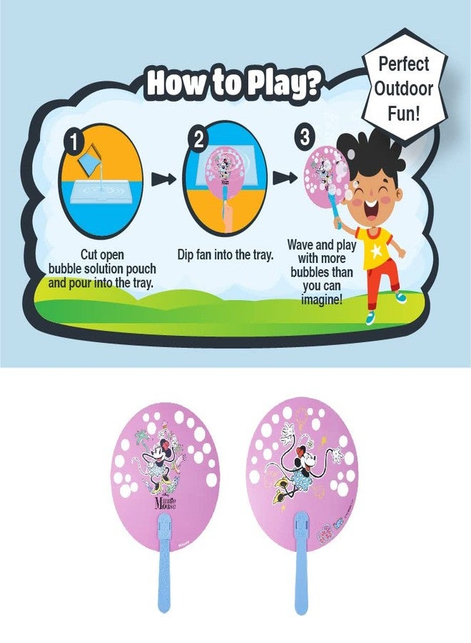 Bubble Magic FanBubs Minnie Mouse Theme|Thick Viscous Concentrate Solution Pouches with HandFan|Just Dip, Wave& Play|Bubble Maker|Birthday&Return Gifts for Kids 3yrs+|Outdoor Indoor Toy|Made in India - Image 3